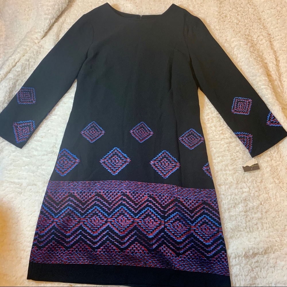 Taylor long sleeve embroidered dress NWT